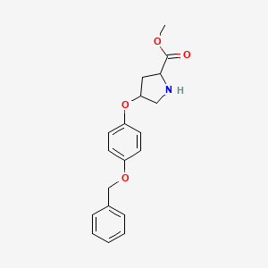 molecular formula C19H21NO4 B12106349 Methyl 4-(4-phenylmethoxyphenoxy)pyrrolidine-2-carboxylate 