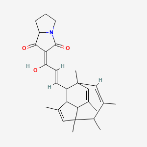 molecular formula C28H35NO3 B12106375 (2E)-2-[(E)-3-[(6Z)-2,4,5,6,8,10-hexamethyl-12-tricyclo[6.3.1.04,11]dodeca-2,6,9-trienyl]-1-hydroxyprop-2-enylidene]-5,6,7,8-tetrahydropyrrolizine-1,3-dione 