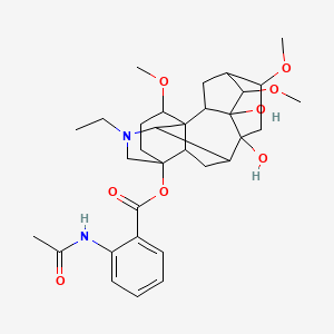 molecular formula C32H44N2O8 B1210639 (11-乙基-3,8-二羟基-4,6,16-三甲氧基-11-氮杂六环[7.7.2.12,5.01,10.03,8.013,17]壬烷-13-基) 2-乙酰氨基苯甲酸酯 