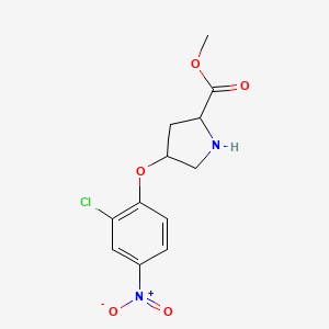 molecular formula C12H13ClN2O5 B12106466 Methyl 4-(2-chloro-4-nitrophenoxy)pyrrolidine-2-carboxylate 