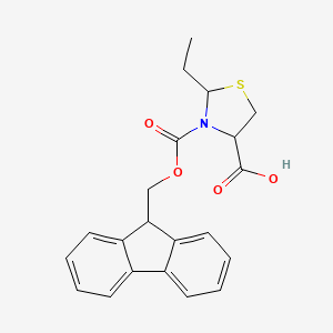molecular formula C21H21NO4S B12106509 2-ethyl-3-(9H-fluoren-9-ylmethoxycarbonyl)-1,3-thiazolidine-4-carboxylic acid 