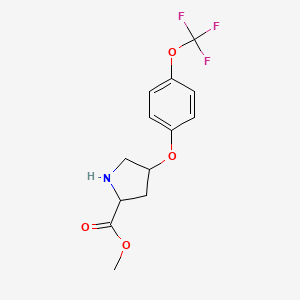 molecular formula C13H14F3NO4 B12106569 Methyl 4-[4-(trifluoromethoxy)phenoxy]pyrrolidine-2-carboxylate 