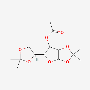 molecular formula C14H22O7 B12106604 [5-(2,2-dimethyl-1,3-dioxolan-4-yl)-2,2-dimethyl-3a,5,6,6a-tetrahydrofuro[2,3-d][1,3]dioxol-6-yl] acetate 