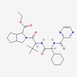 molecular formula C29H43N5O5 B12106636 ethyl (3S,3aS,6aR)-2-[(2S)-2-[[(2S)-2-cyclohexyl-2-(pyrazine-2-carbonylamino)acetyl]amino]-3,3-dimethylbutanoyl]-3,3a,4,5,6,6a-hexahydro-1H-cyclopenta[c]pyrrole-3-carboxylate 
