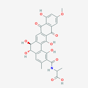 molecular formula C28H23NO11 B1210664 2-[[(5S,6S)-1,5,6,9,14-pentahydroxy-11-methoxy-3-methyl-8,13-dioxo-5,6-dihydrobenzo[a]tetracene-2-carbonyl]amino]propanoic acid 