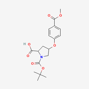 molecular formula C18H23NO7 B12106709 (2S,4S)-1-(tert-Butoxycarbonyl)-4-(4-(methoxycarbonyl)phenoxy)pyrrolidine-2-carboxylic acid 