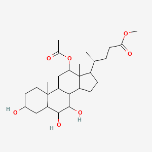 molecular formula C27H44O7 B12106978 methyl 4-(12-acetyloxy-3,6,7-trihydroxy-10,13-dimethyl-2,3,4,5,6,7,8,9,11,12,14,15,16,17-tetradecahydro-1H-cyclopenta[a]phenanthren-17-yl)pentanoate 