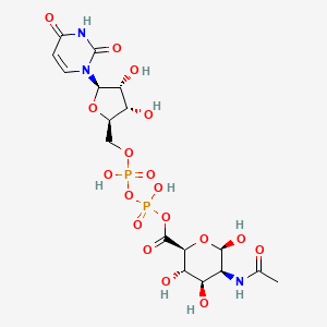molecular formula C17H25N3O18P2 B1210699 [[[(2R,3S,4R,5R)-5-(2,4-dioxopyrimidin-1-yl)-3,4-dihydroxyoxolan-2-yl]methoxy-hydroxyphosphoryl]oxy-hydroxyphosphoryl] (2S,3S,4R,5S,6R)-5-acetamido-3,4,6-trihydroxyoxane-2-carboxylate CAS No. 25174-34-9
