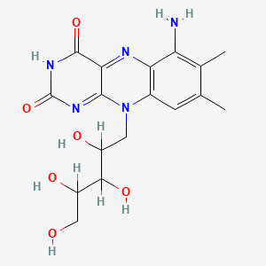 molecular formula C17H21N5O6 B1210703 6-Amino-7,8-dimethyl-10-(2,3,4,5-tetrahydroxypentyl)benzo[g]pteridine-2,4-dione CAS No. 73652-55-8