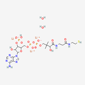molecular formula C21H37Li3N7O18P3S B12107049 Trilithium;[5-(6-aminopurin-9-yl)-4-hydroxy-2-[[[[3-hydroxy-2,2-dimethyl-4-oxo-4-[[3-oxo-3-(2-sulfanylethylamino)propyl]amino]butoxy]-oxidophosphoryl]oxy-oxidophosphoryl]oxymethyl]oxolan-3-yl] hydrogen phosphate;dihydrate 