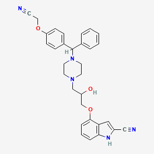 molecular formula C31H31N5O3 B1210706 4-(3-(4-((4-Cyanomethoxyphenyl)phenylmethyl)-1-piperazinyl)-2-hydroxypropoxy)-1H-indole-2-carbonitrile CAS No. 130320-49-9