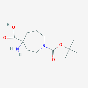 molecular formula C12H22N2O4 B12107136 4-amino-1-[(2-methylpropan-2-yl)oxycarbonyl]azepane-4-carboxylic acid 