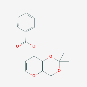 molecular formula C16H18O5 B12107174 (2,2-Dimethyl-4,4a,8,8a-tetrahydropyrano[3,2-d][1,3]dioxin-8-yl) benzoate 