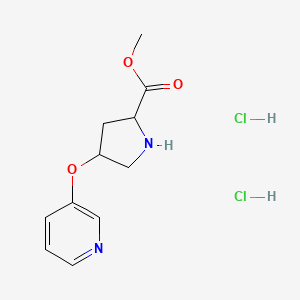 molecular formula C11H16Cl2N2O3 B12107226 Methyl (2S,4S)-4-(3-pyridinyloxy)-2-pyrrolidinecarboxylate 