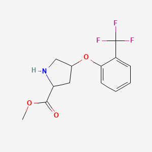 molecular formula C13H14F3NO3 B12107403 Methyl 4-[2-(trifluoromethyl)phenoxy]pyrrolidine-2-carboxylate 