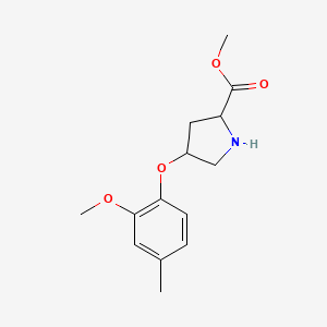 molecular formula C14H19NO4 B12107594 Methyl 4-(2-methoxy-4-methylphenoxy)pyrrolidine-2-carboxylate 