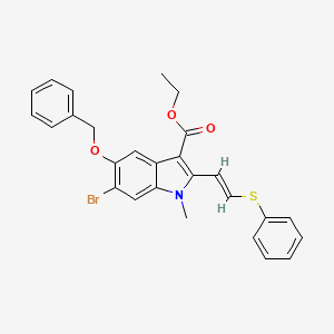 molecular formula C27H24BrNO3S B12107663 (E)-ethyl 5-(benzyloxy)-6-bromo-1-methyl-2-(2-(phenylthio)vinyl)-1H-indole-3-carboxylate 