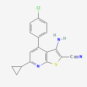 molecular formula C17H12ClN3S B1210780 3-Amino-4-(4-chlorophenyl)-6-cyclopropyl-2-thieno[2,3-b]pyridinecarbonitrile 