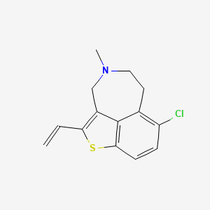 molecular formula C14H14ClNS B1210785 7-Chloro-2-ethenyl-3,4,5,6-tetrahydro-4-methylthieno(4,3,2-ef)(3)benzazepine CAS No. 136427-58-2