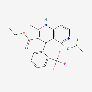 molecular formula C22H23F3N2O3 B1210791 Ethyl 1,4-dihydro-5-isopropoxy-2-methyl-4-(2-trifluoromethylphenyl)-1,6-naphthyridine-3-carboxylate CAS No. 103183-79-5