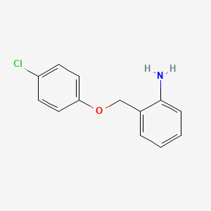molecular formula C13H12ClNO B12107929 Benzenamine, 2-[(4-chlorophenoxy)methyl]- CAS No. 1016764-98-9