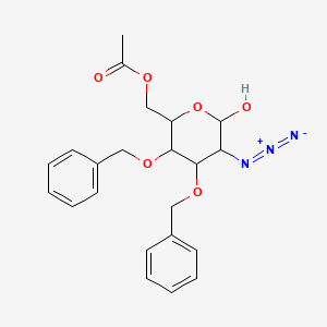 molecular formula C22H25N3O6 B12107934 [5-Azido-6-hydroxy-3,4-bis(phenylmethoxy)oxan-2-yl]methyl acetate 