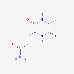 molecular formula C8H13N3O3 B12107953 3-(5-Methyl-3,6-dioxopiperazin-2-yl)propanamide 
