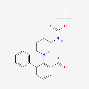 molecular formula C23H28N2O3 B12108105 tert-butyl N-[1-(2-formyl-6-phenylphenyl)piperidin-3-yl]carbamate 