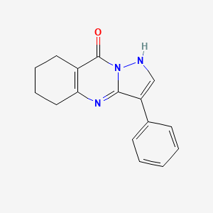 molecular formula C16H15N3O B1210813 3-phenyl-5,6,7,8-tetrahydro-1H-pyrazolo[5,1-b]quinazolin-9-one 