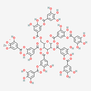 molecular formula C76H50O46Zn B12108144 zinc;5-[2,3-dihydroxy-5-[4,5,6-tris[[3,4-dihydroxy-5-(3,4,5-trihydroxybenzoyl)oxybenzoyl]oxy]-2-[[3,4-dihydroxy-5-(3,4,5-trihydroxybenzoyl)oxybenzoyl]oxymethyl]oxan-3-yl]oxycarbonylphenoxy]carbonyl-3-hydroxybenzene-1,2-diolate 