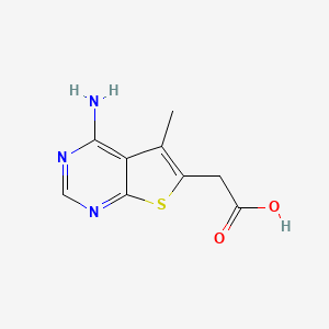 molecular formula C9H9N3O2S B12108203 Thieno(2,3-d)pyrimidine-6-acetic acid, 4-amino-5-methyl- CAS No. 105522-99-4