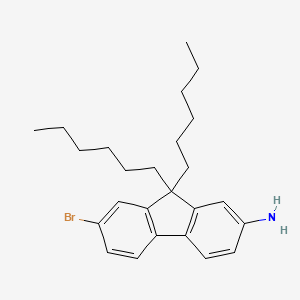 molecular formula C25H34BrN B12108344 2-Amino-7-bromo-9,9-dihexylfluorene 