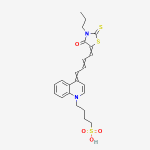 molecular formula C23H26N2O4S3 B1210851 4-[4-[4-(4-Oxo-3-propyl-2-sulfanylidene-1,3-thiazolidin-5-ylidene)but-2-enylidene]quinolin-1-yl]butane-1-sulfonic acid 