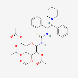 molecular formula C34H43N3O9S B12108727 N-[(1S,2S)-1,2-Diphenyl-2-(1-piperidinyl)ethyl]-N'-(2,3,4,6-tetra-O-acetyl-beta-D-glucopyranosyl)thiourea 