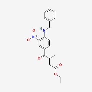 molecular formula C20H22N2O5 B12108776 Ethyl 4-(4-(benzylamino)-3-nitrophenyl)-3-methyl-4-oxo-butanoate 