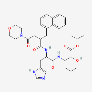 molecular formula C35H47N5O7 B1210884 Hexanoic acid, 2-hydroxy-3-((3-(1H-imidazol-4-yl)-2-((4-(4-morpholinyl)-2-(1-naphthalenylmethyl)-1,4-dioxobutyl)amino)-1-oxopropyl)amino)-5-methyl-, 1-methylethyl ester CAS No. 106868-52-4