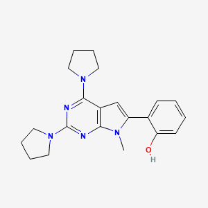 molecular formula C21H25N5O B1210894 Phenol, 2-(7-methyl-2,4-di-1-pyrrolidinyl-7H-pyrrolo[2,3-d]pyrimidin-6-yl)- CAS No. 157012-69-6