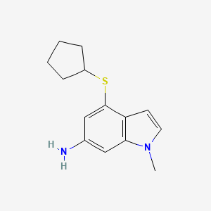 molecular formula C14H18N2S B12109082 1H-Indol-6-amine, 4-(cyclopentylthio)-1-methyl- CAS No. 1334499-09-0