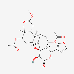 molecular formula C31H40O11 B1210914 methyl 2-[(1S,5S,7S,8S,16S)-5,11-diacetyloxy-13-(furan-3-yl)-16-hydroxy-6,6,8,12-tetramethyl-17-methylidene-15-oxo-2,14-dioxatetracyclo[7.7.1.01,12.03,8]heptadecan-7-yl]acetate 