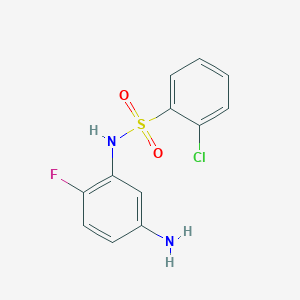 molecular formula C12H10ClFN2O2S B12109141 Benzenesulfonamide, N-(5-amino-2-fluorophenyl)-2-chloro- CAS No. 1152509-18-6