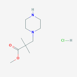 molecular formula C10H21ClN2O2 B12109290 Methyl 2,2-dimethyl-3-(piperazin-1-yl)propanoate hydrochloride 