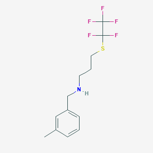 molecular formula C13H16F5NS B12109293 (3-Methyl-benzyl)-(3-pentafluoroethylsulfanylpropyl)-amine 