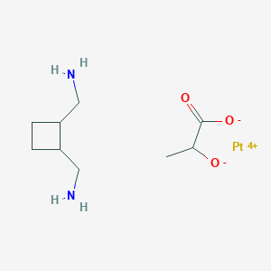 molecular formula C9H18N2O3Pt+2 B12109356 2-(Aminomethyl)cyclobutyl]methanamine 2-hydroxypropanoic acid platinum salt 