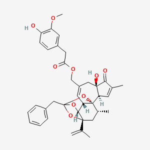 molecular formula C37H40O9 B1210949 [(1R,2R,6R,10S,11R,15R,17R)-13-benzyl-6-hydroxy-4,17-dimethyl-5-oxo-15-prop-1-en-2-yl-12,14,18-trioxapentacyclo[11.4.1.01,10.02,6.011,15]octadeca-3,8-dien-8-yl]methyl 2-(4-hydroxy-3-methoxyphenyl)acetate 