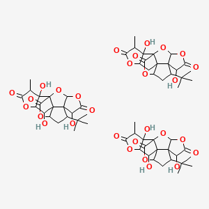 molecular formula C60H72O29 B1210956 8-Tert-butyl-6,17-dihydroxy-16-methyl-2,4,14,19-tetraoxahexacyclo[8.7.2.01,11.03,7.07,11.013,17]nonadecane-5,15,18-trione;8-tert-butyl-6,12,17-trihydroxy-16-methyl-2,4,14,19-tetraoxahexacyclo[8.7.2.01,11.03,7.07,11.013,17]nonadecane-5,15,18-trione CAS No. 105268-96-0