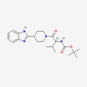 molecular formula C22H32N4O3 B12109638 tert-butyl N-[1-[4-(1H-benzimidazol-2-yl)piperidin-1-yl]-3-methyl-1-oxobutan-2-yl]carbamate 