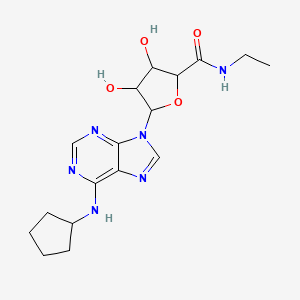 molecular formula C17H24N6O4 B12109659 b-D-Ribofuranuronamide, 1-[6-(cyclopentylamino)-9H-purin-9-yl]-1-deoxy-N-ethyl- 