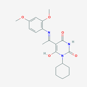 molecular formula C20H25N3O5 B1210979 1-Cyclohexyl-5-[1-(2,4-dimethoxyanilino)ethylidene]-1,3-diazinane-2,4,6-trione 