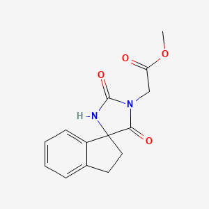 molecular formula C14H14N2O4 B12109910 Methyl 2-{2,5-dioxo-2',3'-dihydrospiro[imidazolidine-4,1'-indene]-1-yl}acetate 