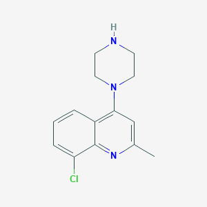 molecular formula C14H16ClN3 B12109915 Quinoline, 8-chloro-2-methyl-4-(1-piperazinyl)- CAS No. 1146293-28-8